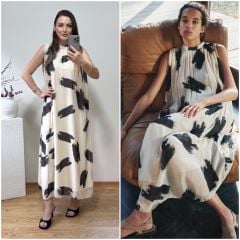 MARKA MODEL İÇİ ASTARLI VE BOYUNDAN BAĞLAMALI ŞİFON ELBİSE