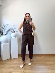 TENSEL KUMAŞ İKİLİ TAKIM KAHVE