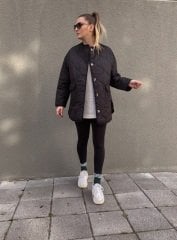ORJİNAL MODEL SİYAH OVERSİZE KAPİTONE CEKET