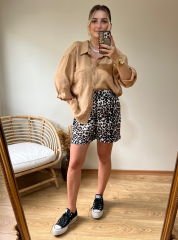 CAMEL TENSEL KUMAŞ OVERSİZE GÖMLEK