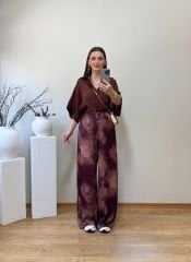 PREMİUM SATEN KUMAŞ PALAZZO PANTOLON BORDO