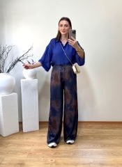 PREMİUM SATEN KUMAŞ PALAZZO PANTOLON LACİVERT