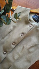 ORJİNAL MARKA HAM KETEN KUMAŞ HAKİ YEŞİL TAKIM