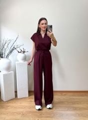 ORJİNAL MARKA ETİKETLİ GÖMLEK YAKA BLUZ TAKIM BORDO