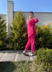 AEROBİN KUMAŞ FUŞYA GÖMLEK TAKIM