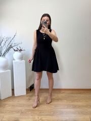 HAM KETEN KUMAŞ YANLARI BALON MİNİ ELBİSE