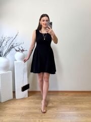 HAM KETEN KUMAŞ YANLARI BALON MİNİ ELBİSE