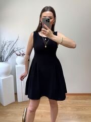 HAM KETEN KUMAŞ YANLARI BALON MİNİ ELBİSE