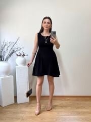 HAM KETEN KUMAŞ YANLARI BALON MİNİ ELBİSE