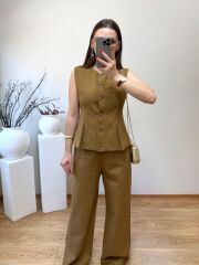 ORJİNAL MARKA HAM KETEN KUMAŞ YAĞ YEŞİL TAKIM