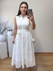 FULL İŞLEME DETAYLI KUŞAKLI MARKA MODEL GÖMLEK ELBİSE