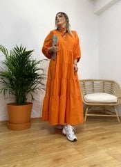 ORJİNAL MODEL TURUNCU POPLİN ELBİSE