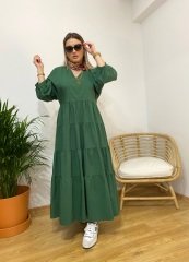 ORJİNAL MODEL YEŞİL POPLİN ELBİSE