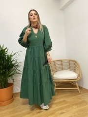 ORJİNAL MODEL YEŞİL POPLİN ELBİSE