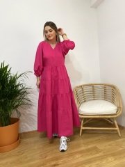 ORJİNAL MODEL FUŞYA POPLİN ELBİSE