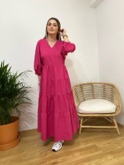 ORJİNAL MODEL FUŞYA POPLİN ELBİSE