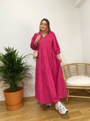 ORJİNAL MODEL FUŞYA POPLİN ELBİSE