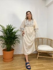 PAMUK KETEN NAKIŞ İŞLEME ELBİSE