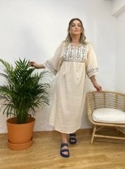 PAMUK KETEN NAKIŞ İŞLEME ELBİSE